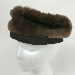 Vintage Cecile New York Brown Mink Fur Pillbox Hat